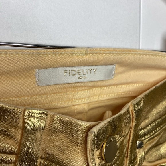 Fidelity Sola Metallic Gold Foil Jeans - 25 - Skinny - NEW - Picture 4 of 10